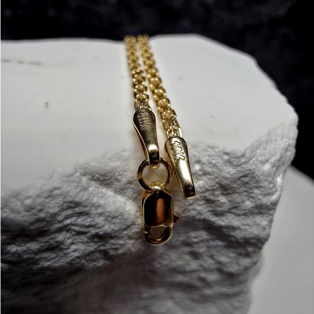 Solid 10k Yellow Gold 1.6mm Bizmark Dainty Bracelet 7.5 Inches - Picture 4 of 10